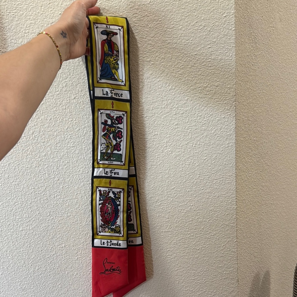 Christian Louboutin Tarot Silk Scarf in Red and Yellow